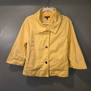 Rafaella Women's 3/4 Sleeve Cotton Shacket Lightweight Jacket, Size M, Yellow